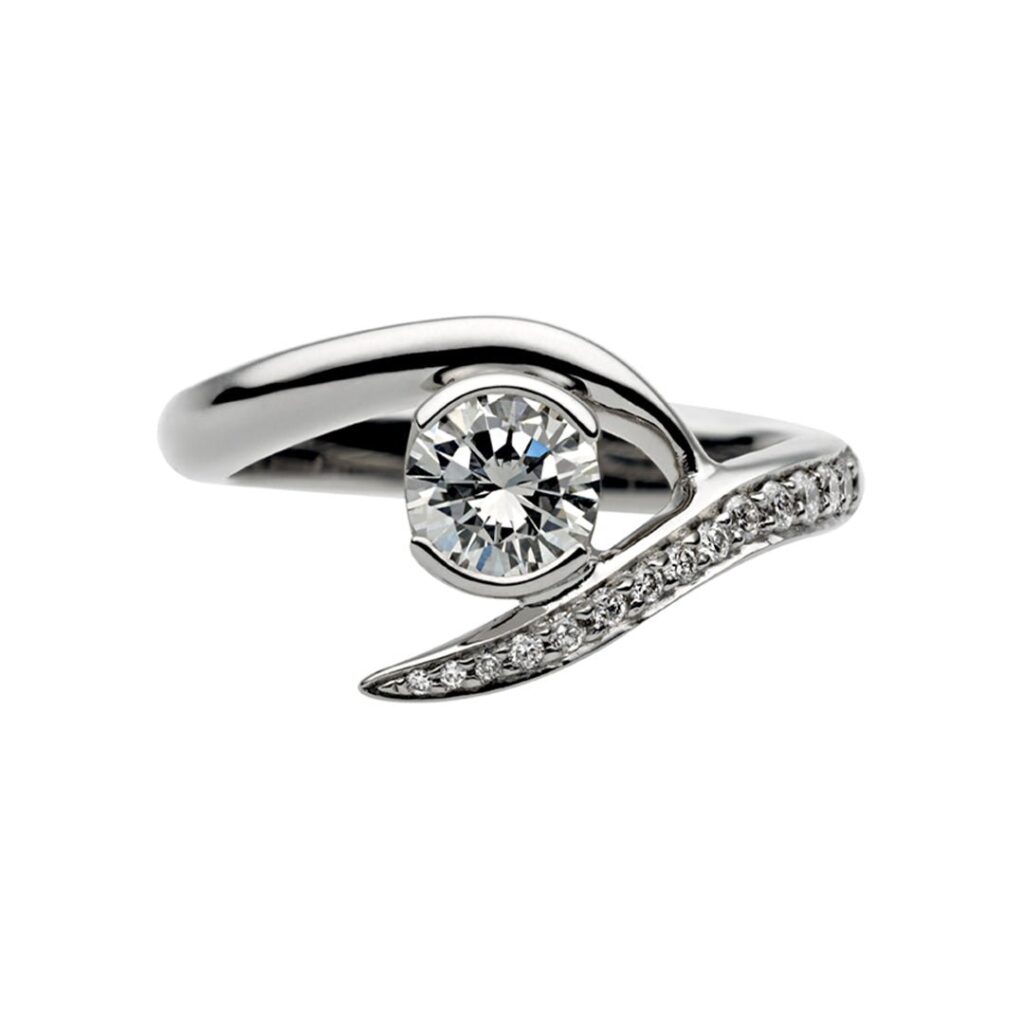 925 Sterling Silver Entwined Rapture35 Engagement Ring and 0.48CT Diamond