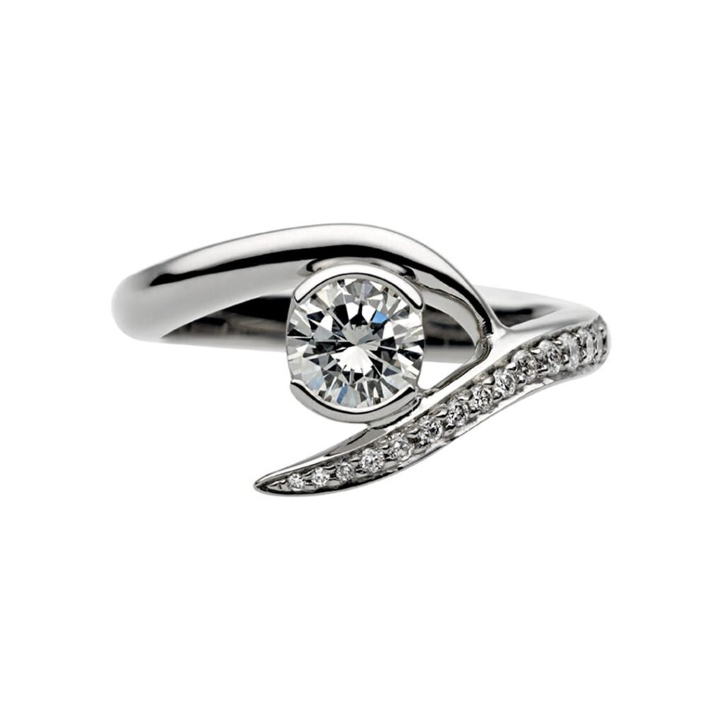 925 Sterling Silver Entwined Rapture50 Engagement Ring and 0.63CT Diamond