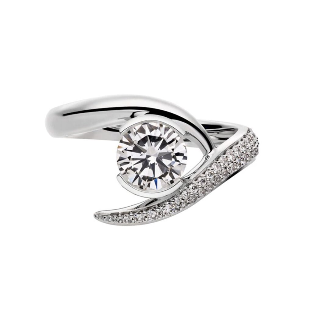 925 Sterling Silver Entwined Rapture75 Engagement Ring and 0.91CT Diamond