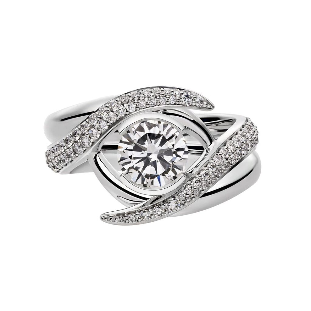 925 Sterling Silver Entwined Rapture75 Engagement Ring Set and 1.07CT Diamond