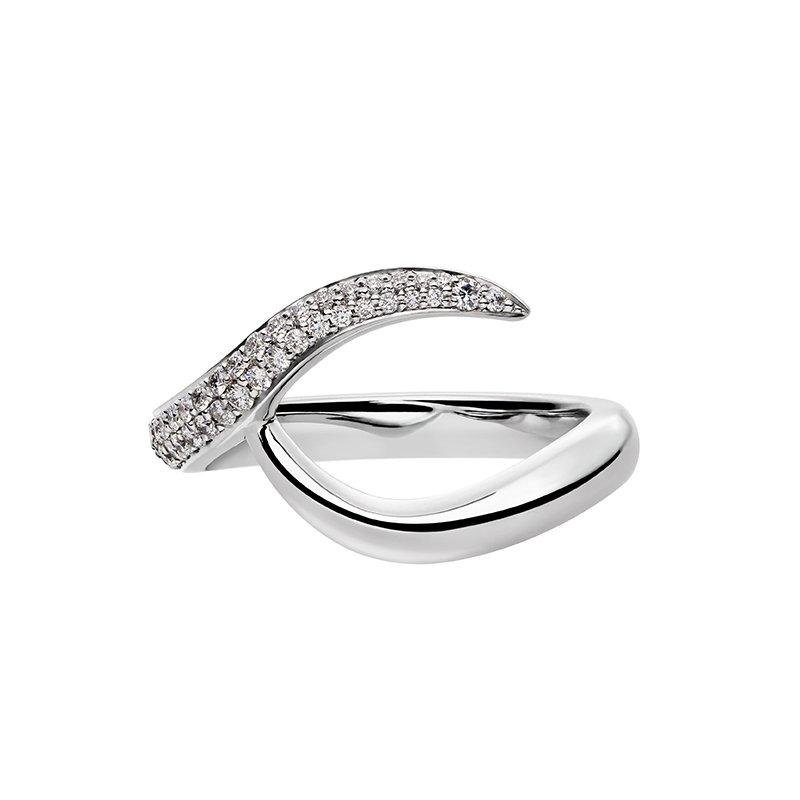 925 Sterling Silver Entwined Rapture75 Wedding Ring and 0.16CT Diamond