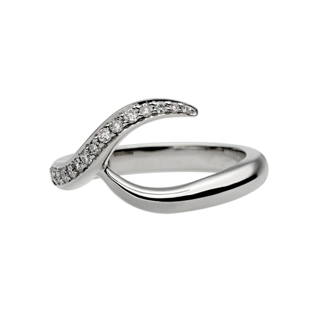 925 Sterling Silver Entwined Rapture75 Wedding Ring and 0.16CT Diamond