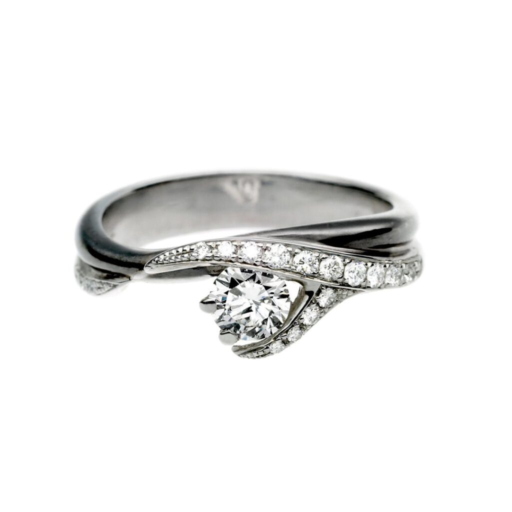925 Sterling Silver Entwined Vine40 Engagement Ring and 0.54CT Diamond