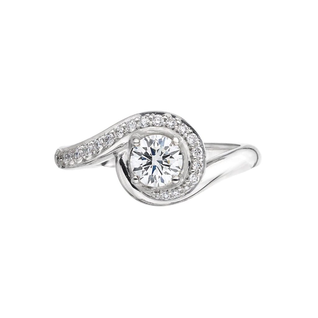 925 Sterling Silver Entwined50 Engagement Ring and 0.63CT Diamond
