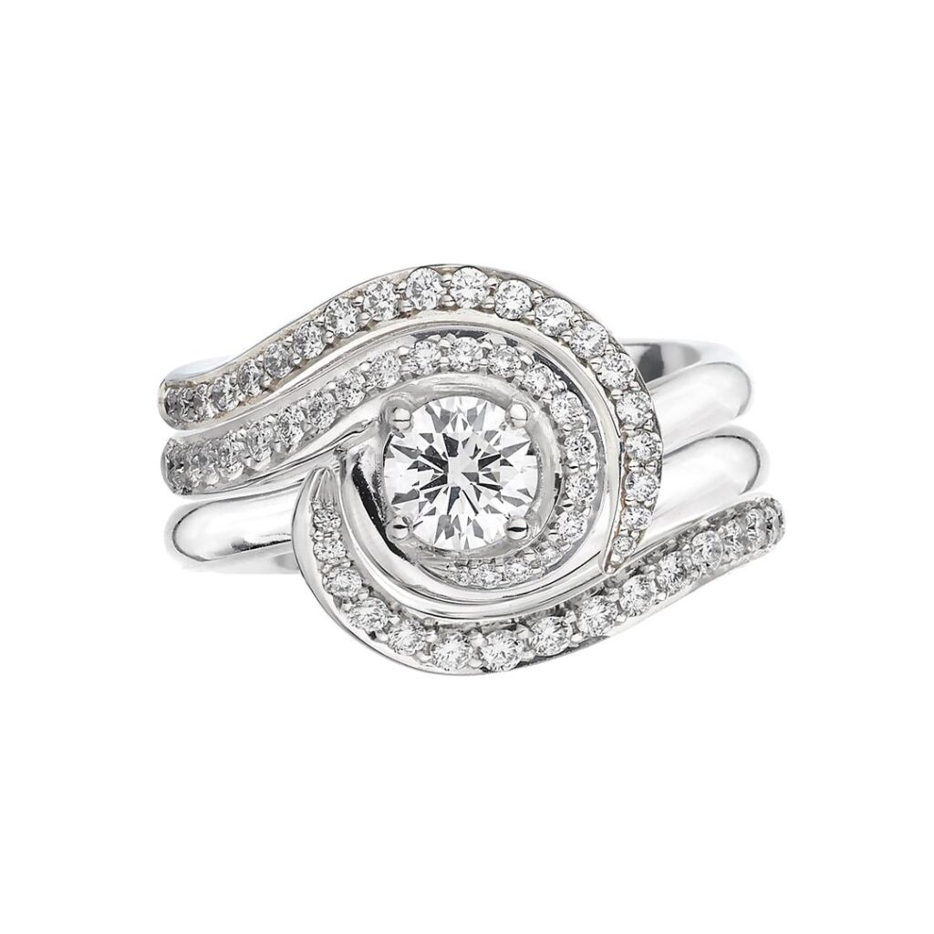 925 Sterling Silver Entwined50 Eternity Ring Set and 1.16CT Diamond