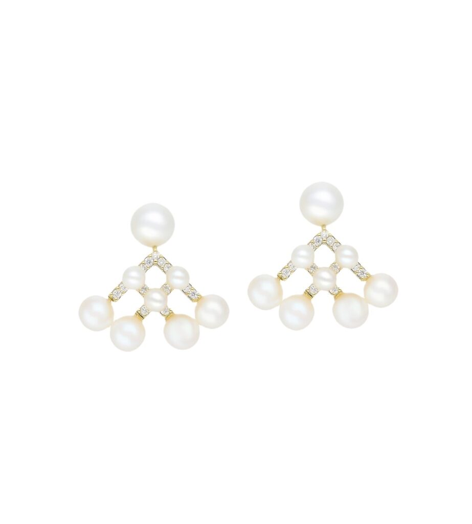 925 Sterling Silver Essence Diamond Pearl Earrings