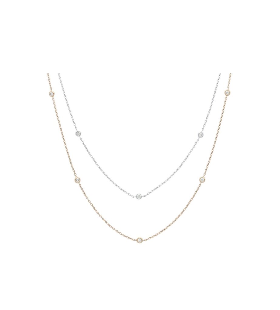 925 Sterling Silver Eternity Duo Diamond Necklace