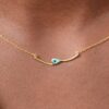 925 Sterling Silver Evil Eye Bar Necklace - Image 2