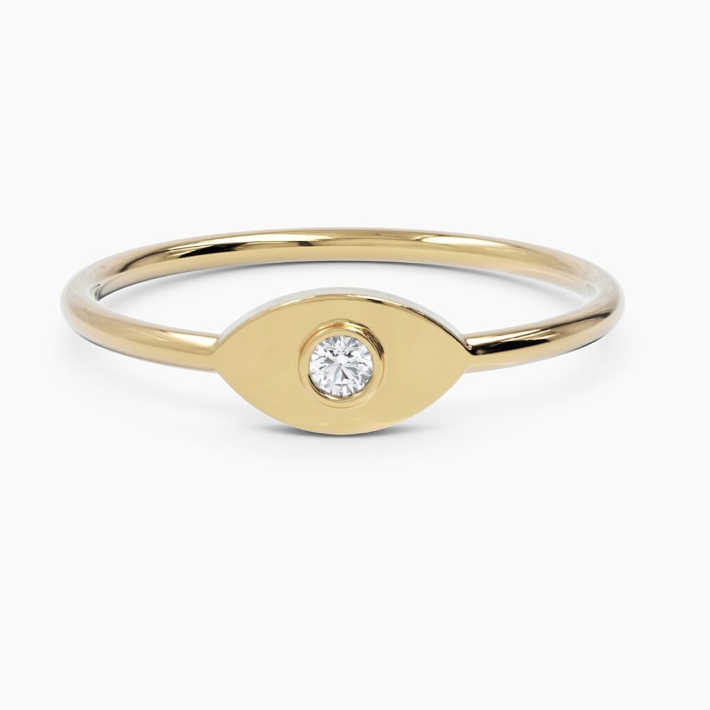 925 Sterling Silver Evil Eye Diamond Ring