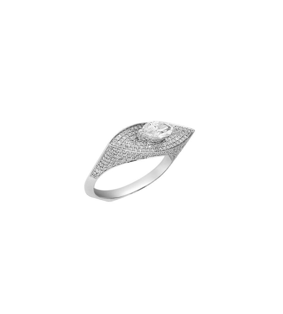 925 Sterling Silver Eye Candy Marquise Diamond Ring