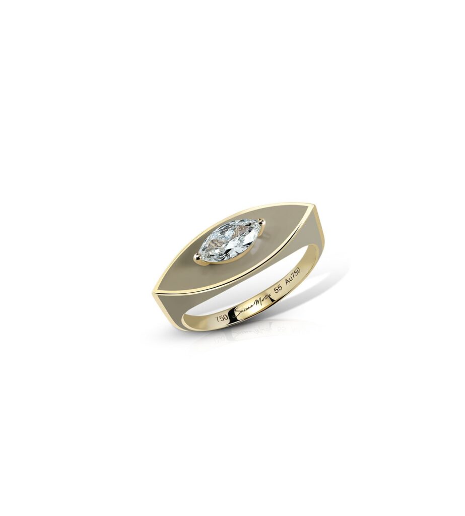 925 Sterling Silver Eye Candy Marquise Hazel Diamond Ring