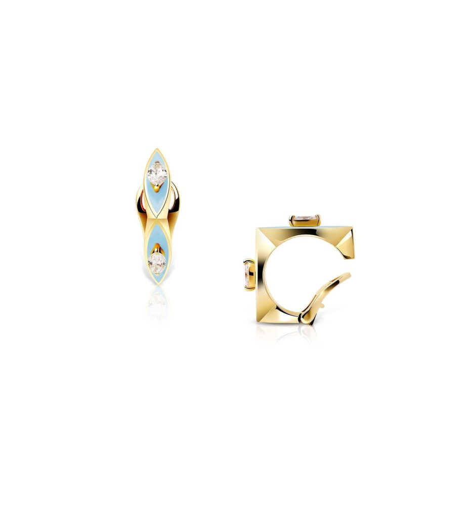 925 Sterling Silver Eye Candy Pastel Blue Mini Diamond Ear Cuff