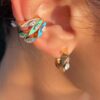 925 Sterling Silver Eye Candy Pastel Blue Mini Diamond Ear Cuff - Image 2