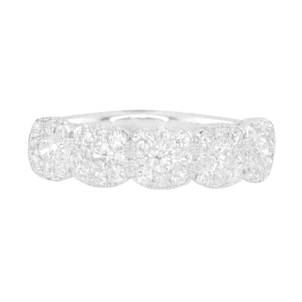 925 Sterling Silver Five Cushion Diamond Band