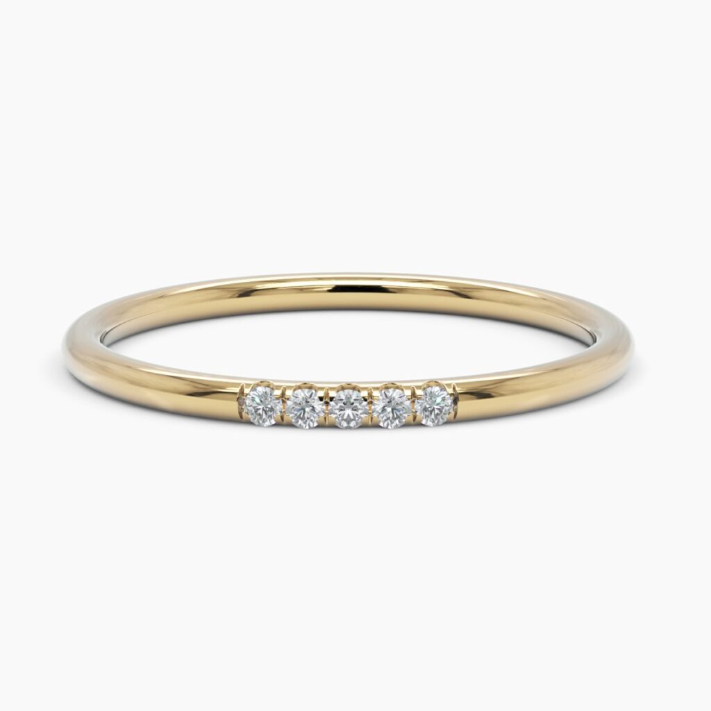 925 Sterling Silver Five Diamond Band
