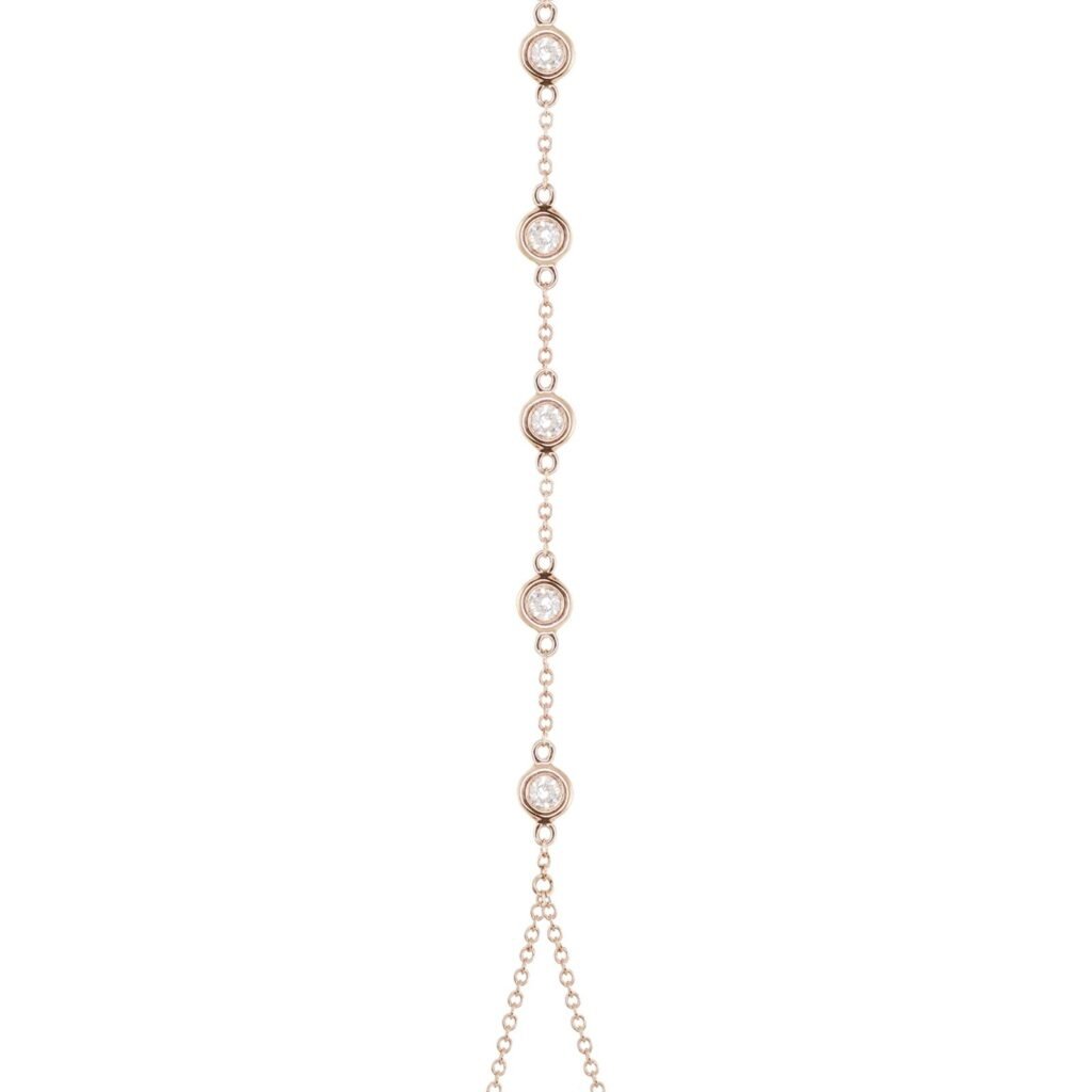 925 Sterling Silver Five Diamond Bezel Hand Chain