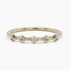 Sterling silver flower band ring with five diamond-inspired stones