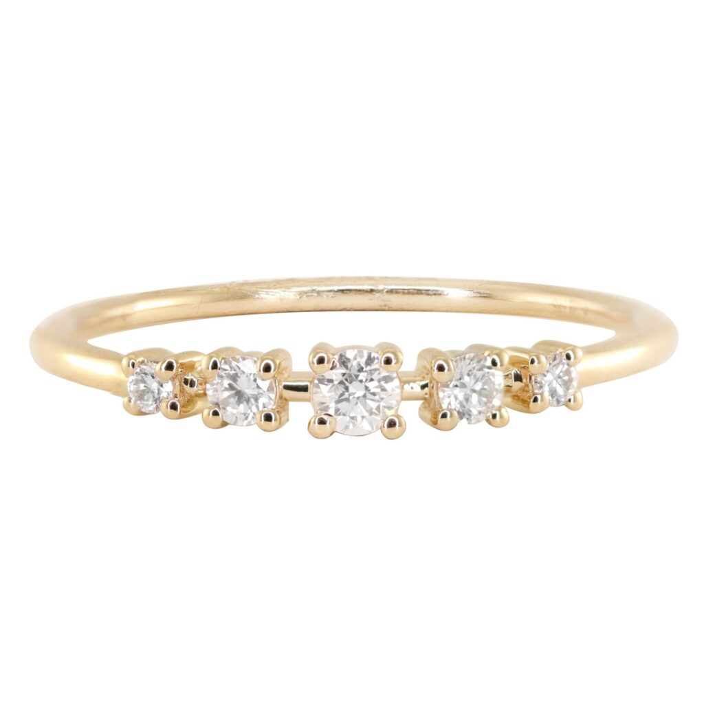 925 Sterling Silver Five Floating Diamond Ring