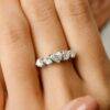 925 Sterling Silver Five Heart Diamond Wedding Ring - Image 2