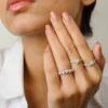 925 Sterling Silver Five Heart Diamond Wedding Ring - Image 4