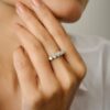 925 Sterling Silver Five Heart Diamond Wedding Ring - Image 7
