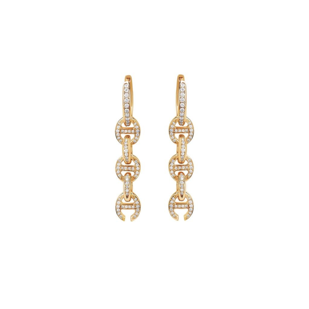 925 Sterling Silver Five Link Pave Drip Diamond Earrings