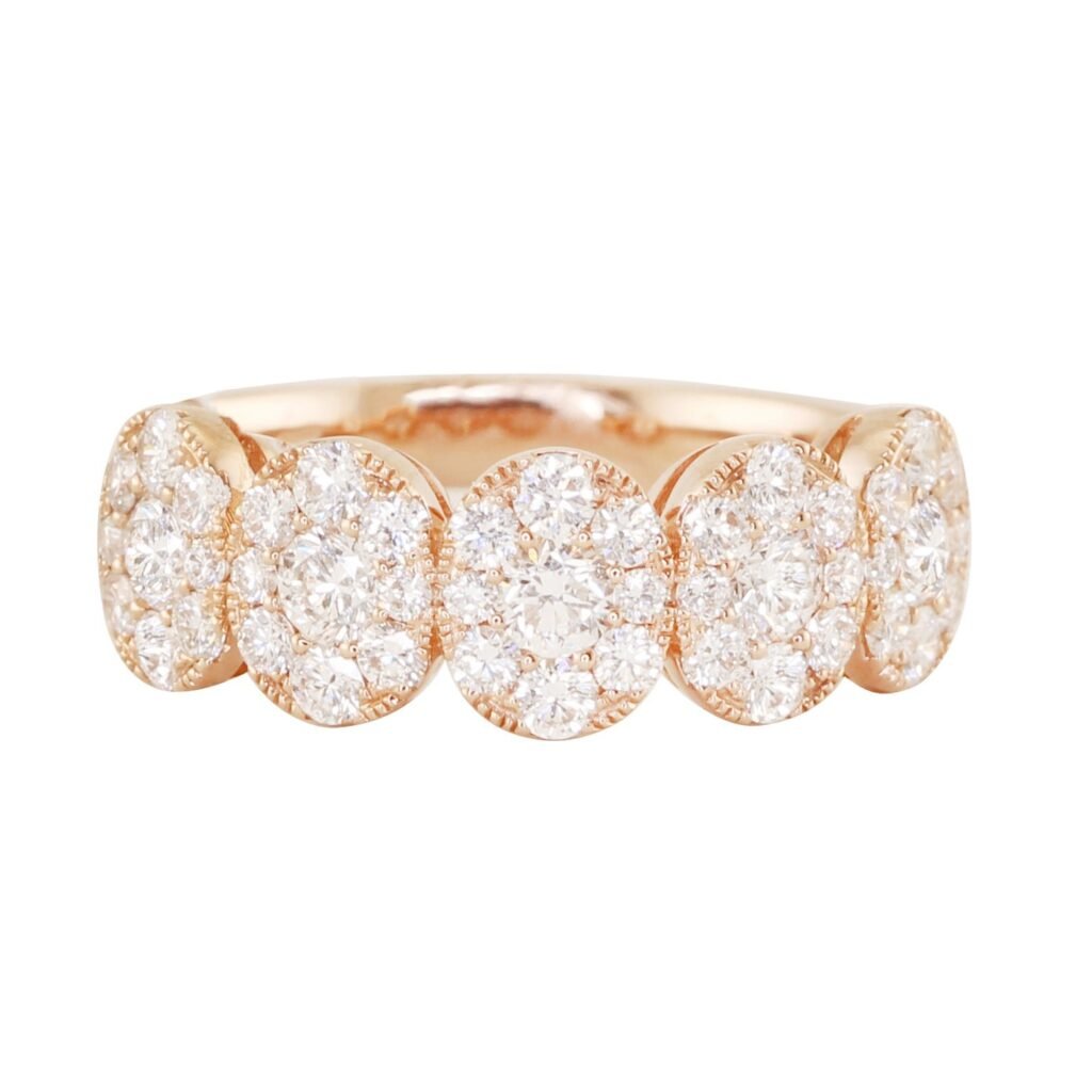 925 Sterling Silver Five Oval Diamond Band
