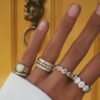 Elegant sterling silver ring with thick gold plating finish