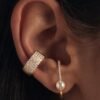 925 Sterling Silver ear cuff with five-row diamond-inspired design