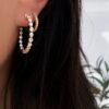 925 Sterling Silver Floating Diamond Hoop Earrings - Image 3