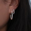 925 Sterling Silver Floating Diamond Hoop Earrings - Image 4