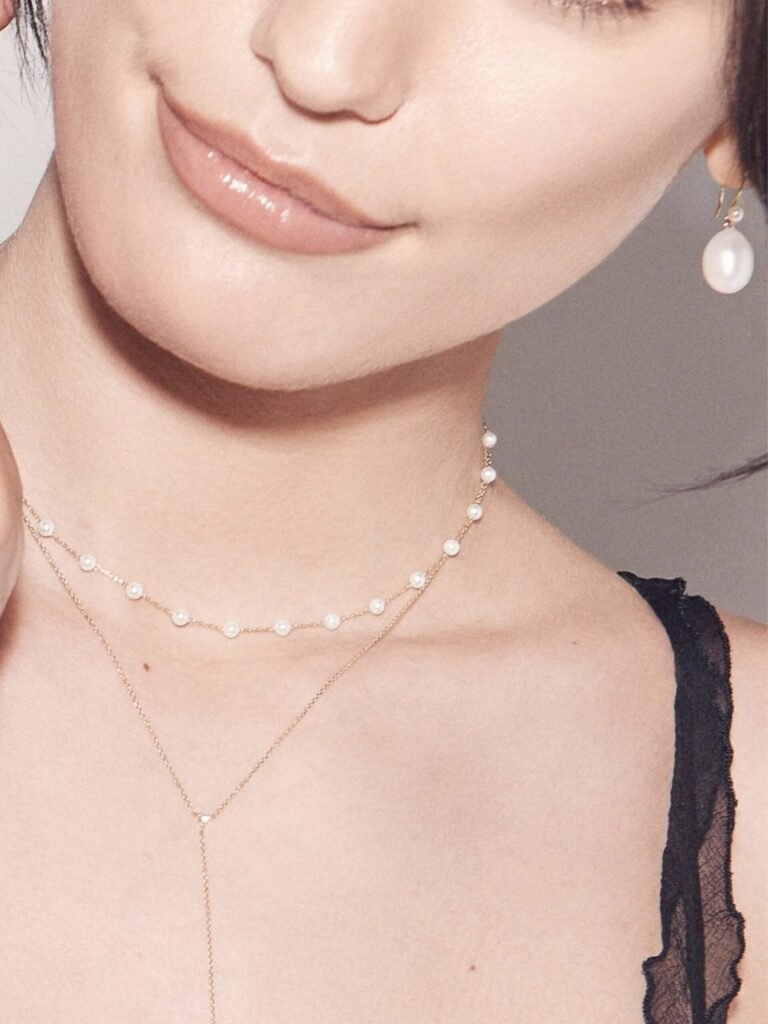 925 Sterling Silver Floating Pearl Chain Necklace