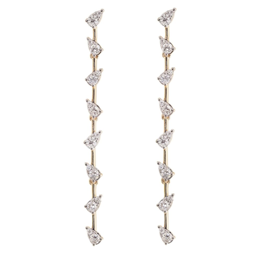 925 Sterling Silver Floating Teardrop Diamond Drip Earring