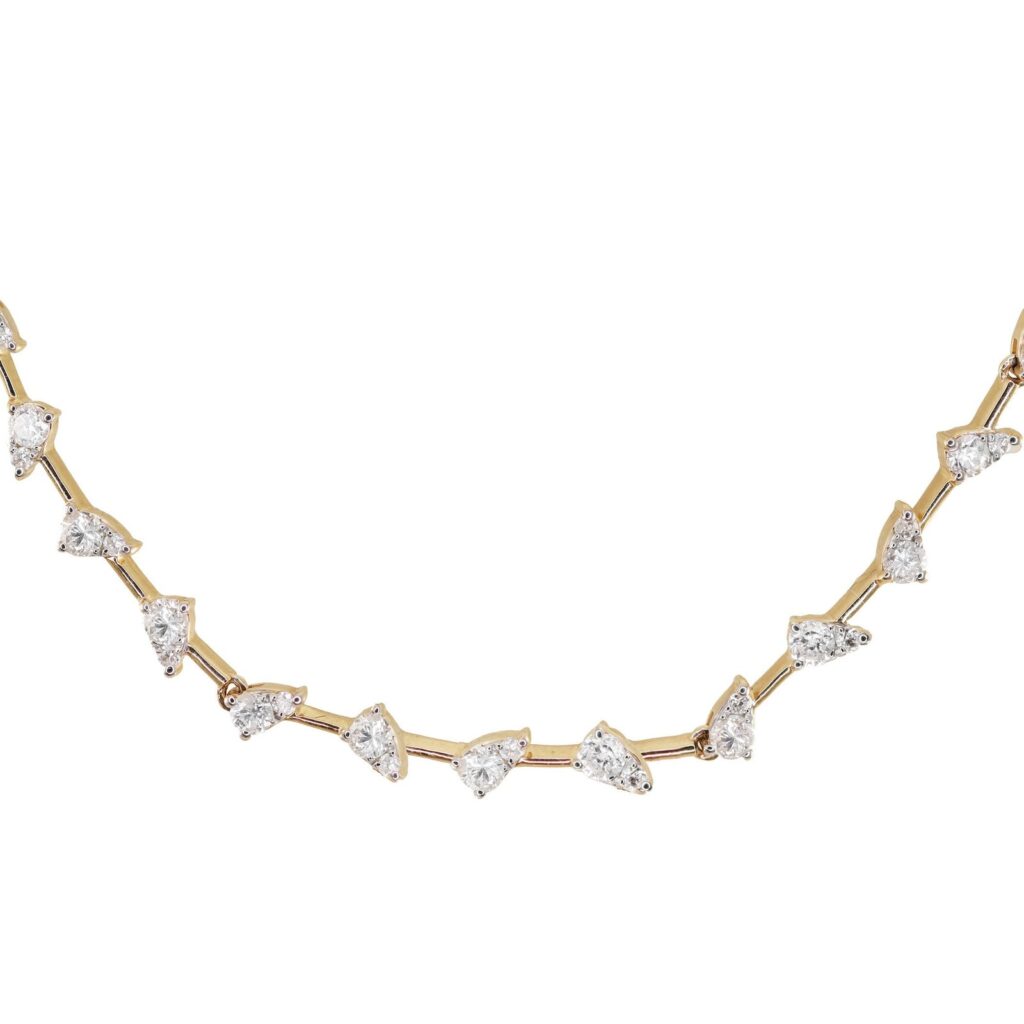 925 Sterling Silver Floating Teardrop Diamond Tennis Necklace