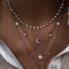 925 Sterling Silver Floating Teardrop Diamond Tennis Necklace - Image 2