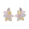 Floral 925 Sterling Silver earrings with sapphire and diamond accents