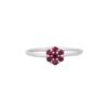 Floral sterling silver ring with ruby-inspired centre and diamond accents
