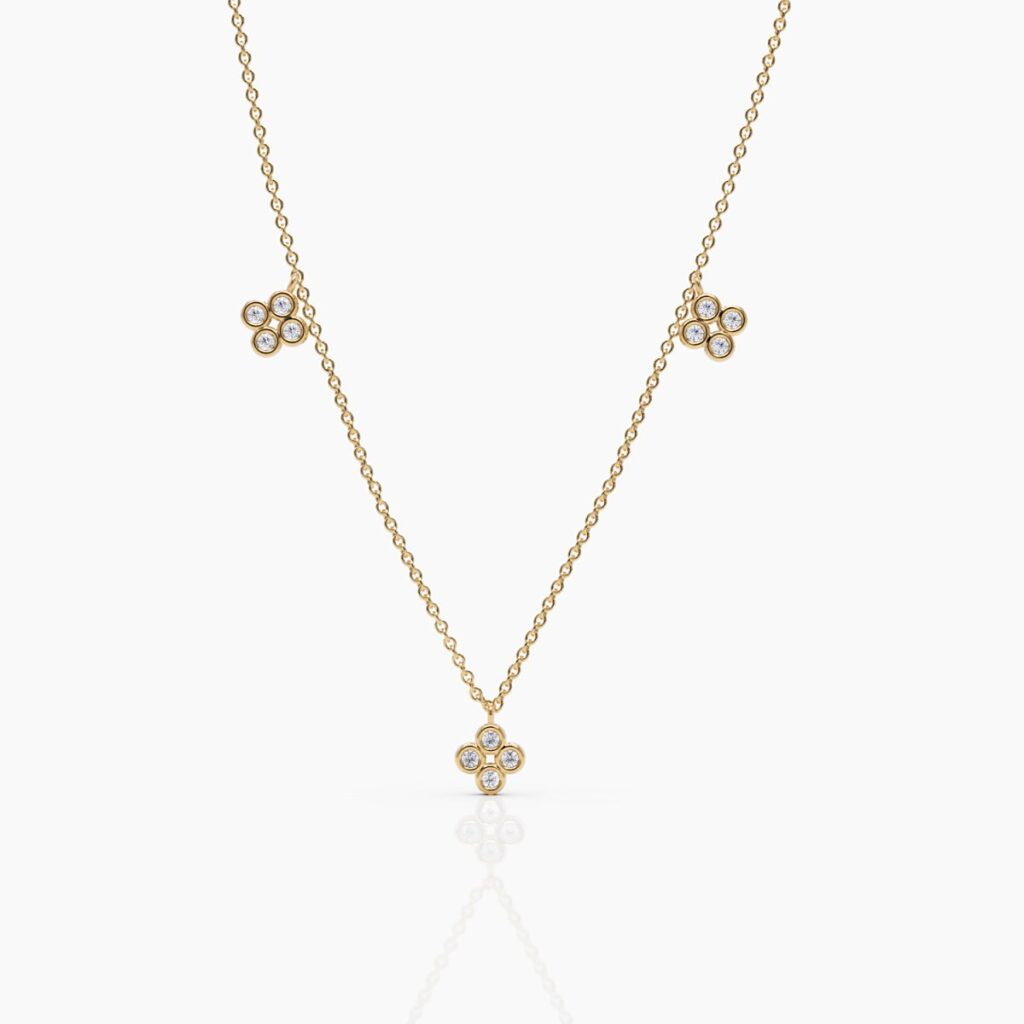 925 Sterling Silver Flower Diamond Necklace
