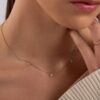 925 Sterling Silver Flower Diamond Necklace - Image 3