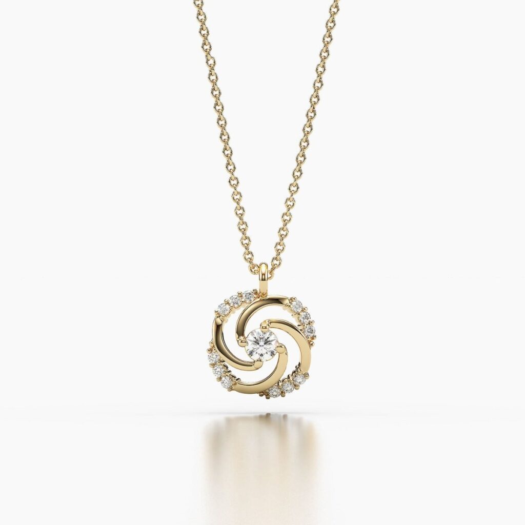 925 Sterling Silver Flower Diamond Pendant Necklace