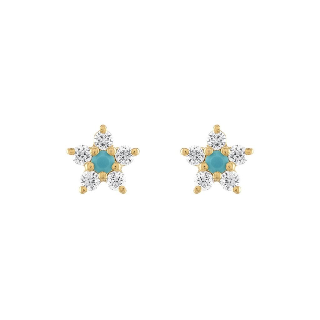 925 Sterling Silver Flower Diamond Stud Earrings