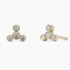 925 Sterling Silver Four Diamond Stud Earrings