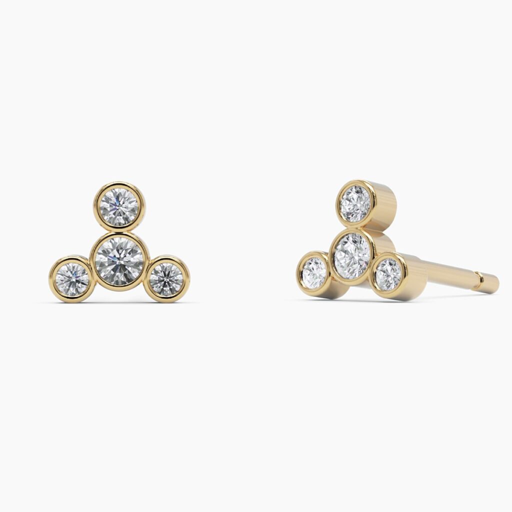 925 Sterling Silver Four Diamond Stud Earrings