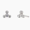 925 Sterling Silver Four Diamond Stud Earrings - Image 8