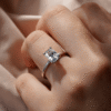 Slim-band engagement ring with a refined four-prong setting