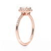 Engagement ring with accented band and classic halo design