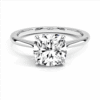 Solitaire cushion cut diamond engagement ring in sterling silver