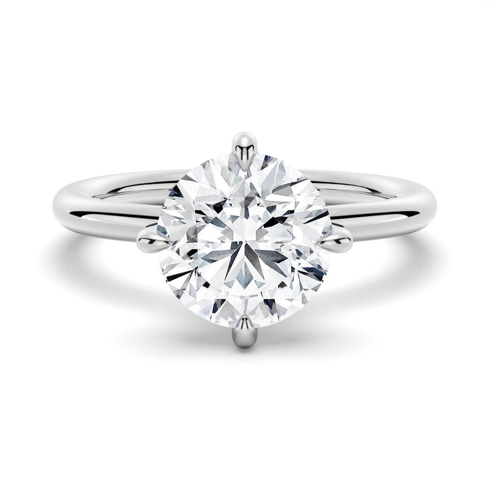 925 Sterling Silver Four Prong Solitaire Diamond Engagement Ring