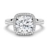 925 Sterling Silver Four Prongs Pave Halo Diamond Engagement Ring