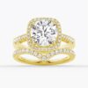 925 Sterling Silver Four Prongs Pave Halo Diamond Engagement Ring - Image 19